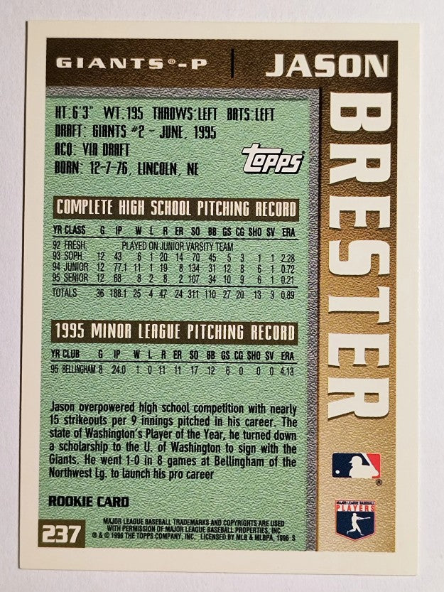 1996 Topps #237 Jason Brester RC