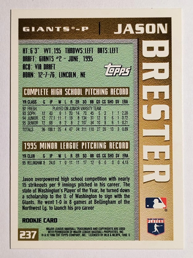 1996 Topps #237 Jason Brester RC