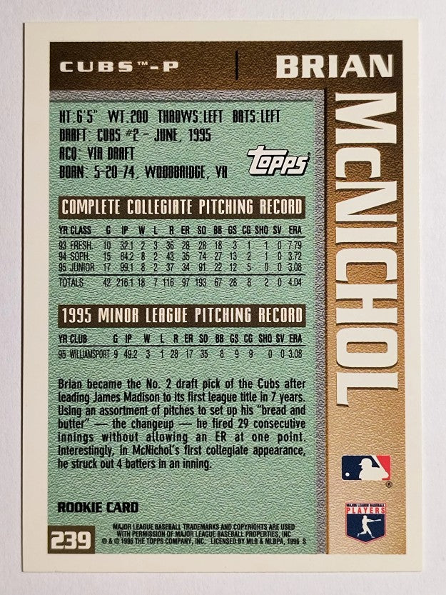 1996 Topps #239 Brian McNichol RC