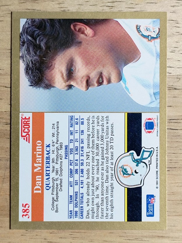 1991 Score #385 Dan Marino