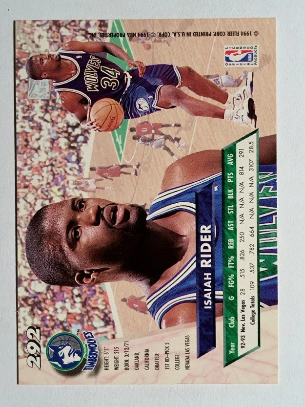1993-94 Ultra #292 Isaiah Rider RC