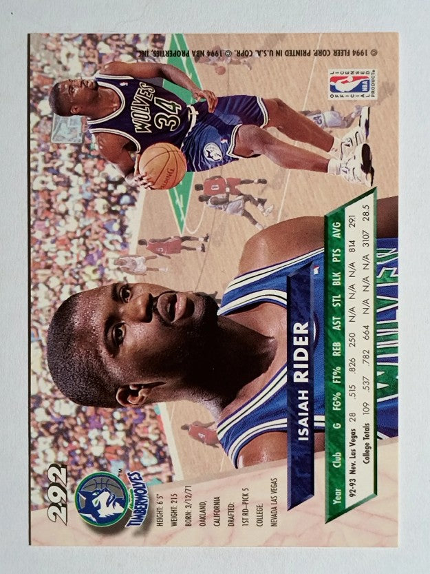 1993-94 Ultra #292 Isaiah Rider RC