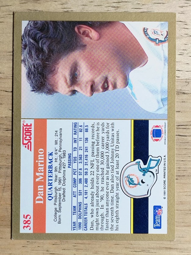 1991 Score #385 Dan Marino