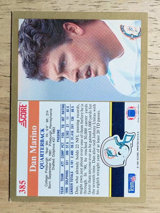 1991 Score #385 Dan Marino
