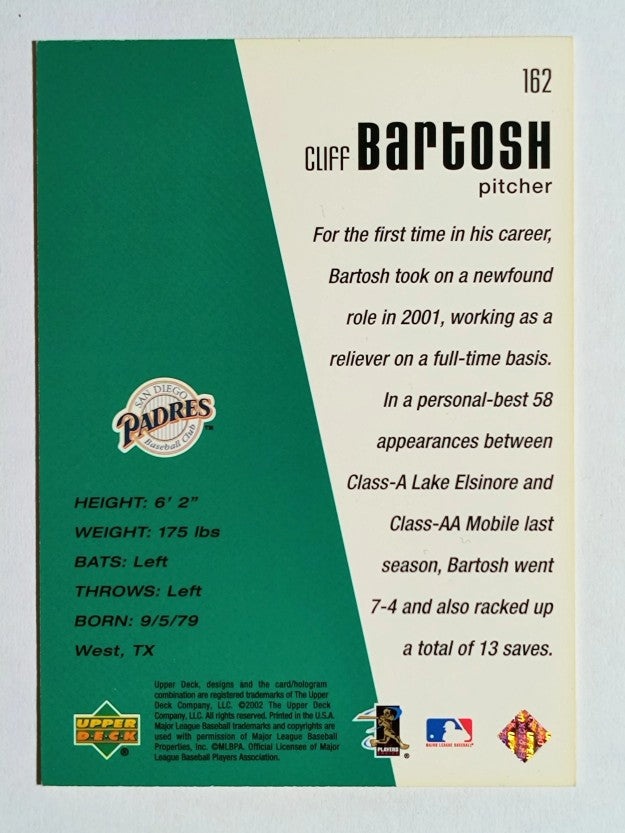 2002 Upper Deck Diamond Connection #162 Clifford Bartosh DC RC (EXMT)