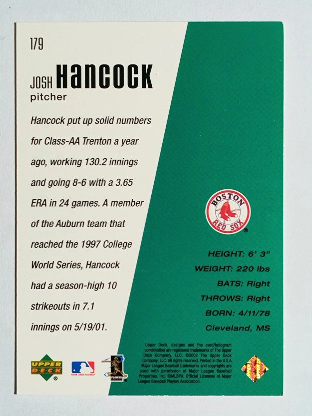 2002 Upper Deck Diamond Connection #179 Josh Hancock DC RC (EX)