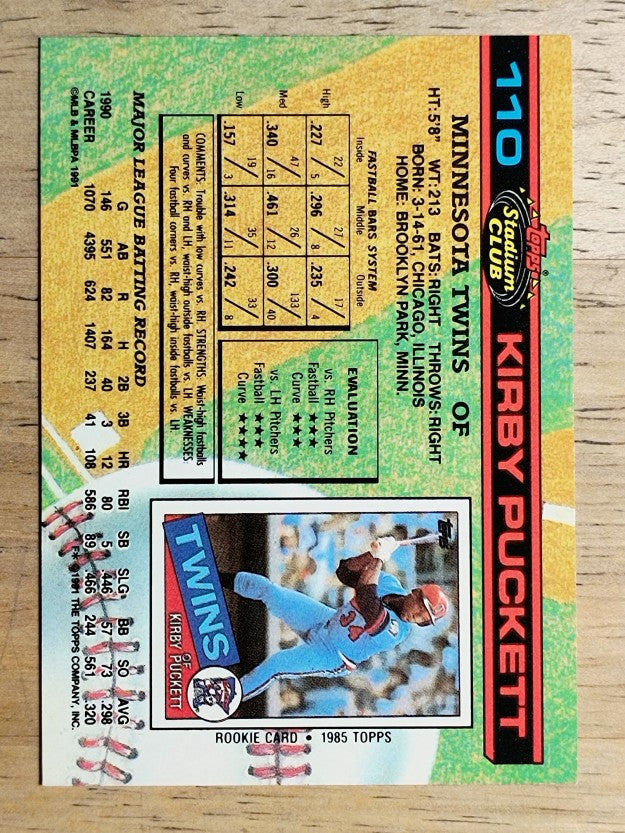 1991 Stadium Club #110 Kirby Puckett