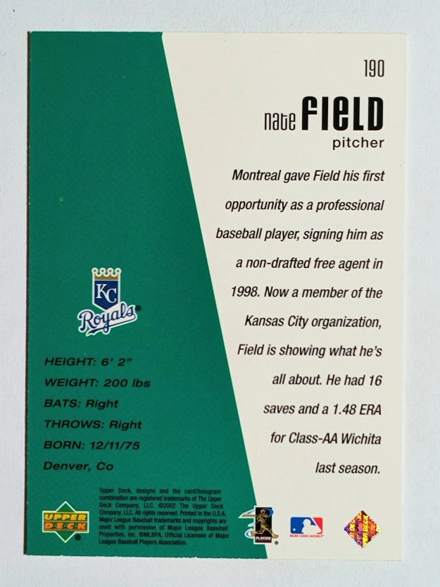 2002 Upper Deck Diamond Connection #190 Nate Field DC RC (NM)