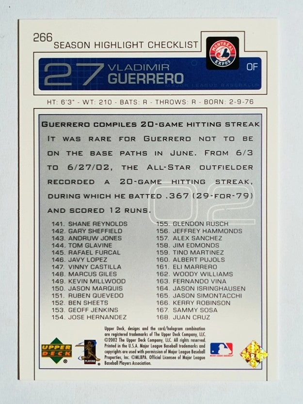 2003 Upper Deck #266 Vladimir Guerrero SH CL