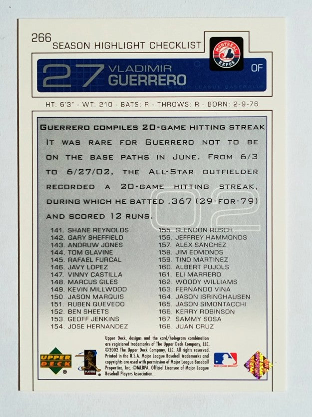 2003 Upper Deck #266 Vladimir Guerrero SH CL
