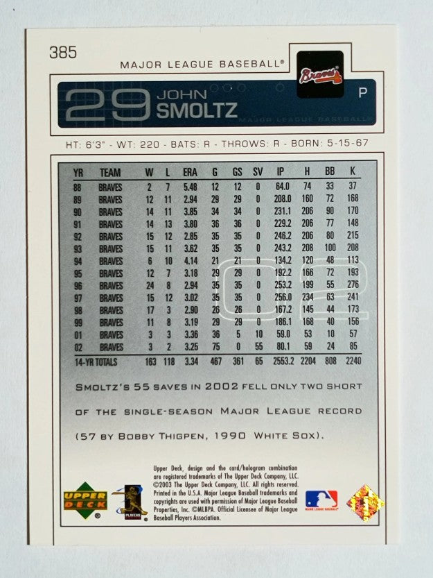2003 Upper Deck #385 John Smoltz