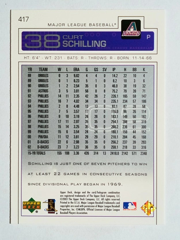 2003 Upper Deck #417 Curt Schilling