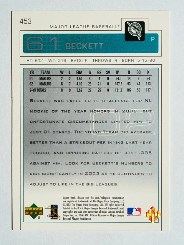 2003 Upper Deck #453 Josh Beckett