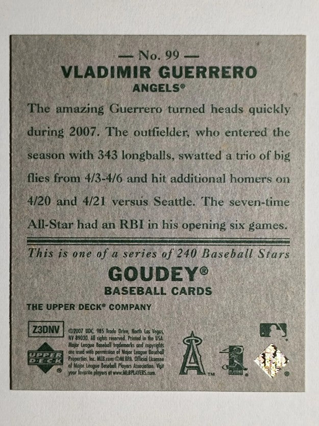 2007 Upper Deck Goudey #99 Vladimir Guerrero