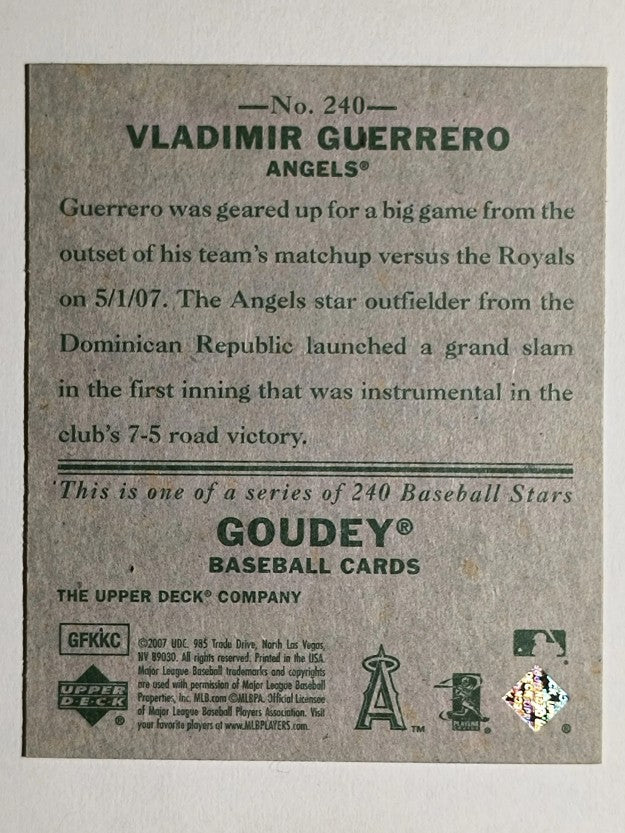 2007 Upper Deck Goudey #240 Vladimir Guerrero SP (EXMT)