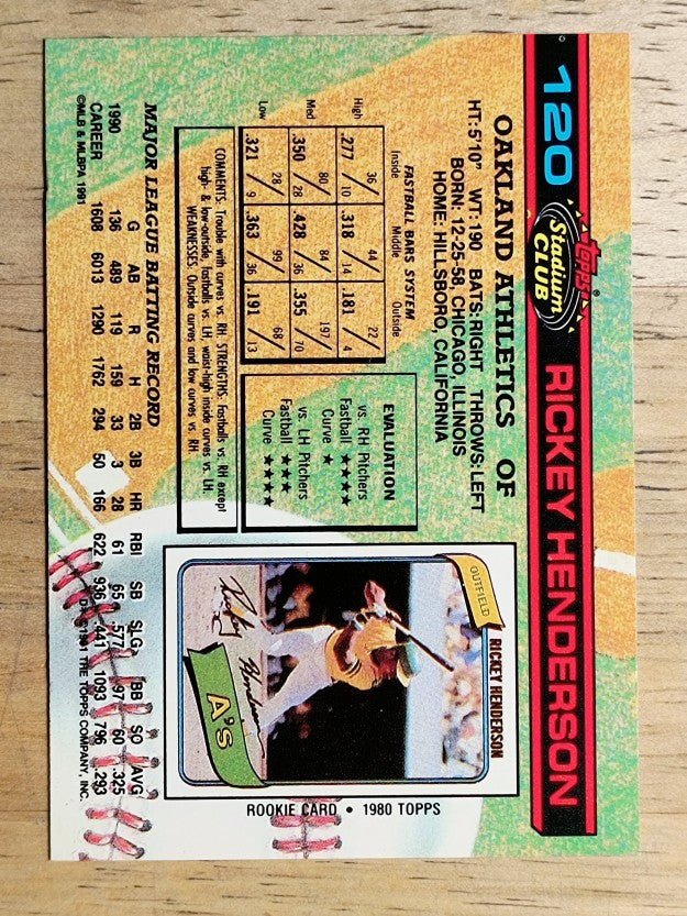1991 Stadium Club #120 Rickey Henderson