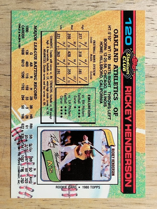1991 Stadium Club #120 Rickey Henderson