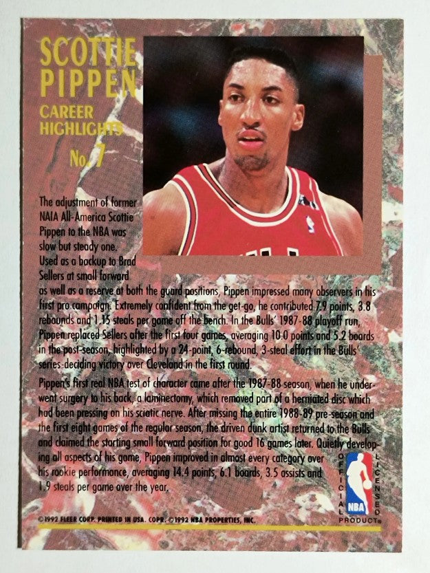 1992-93 Ultra Scottie Pippen #7 Scottie Pippen