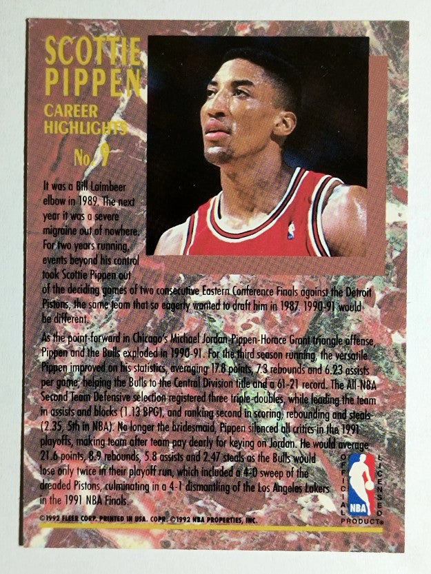 1992-93 Ultra Scottie Pippen #9 Scottie Pippen