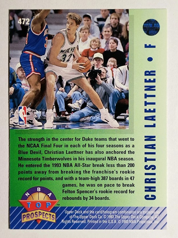 1992-93 Upper Deck #472 Christian Laettner TP