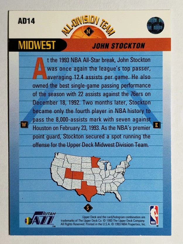 1992-93 Upper Deck All-Division #AD14 John Stockton