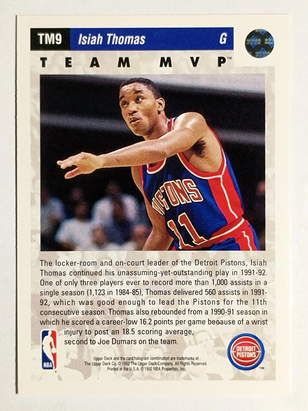 1992-93 Upper Deck Team MVPs #TM9 Isiah Thomas (NM)