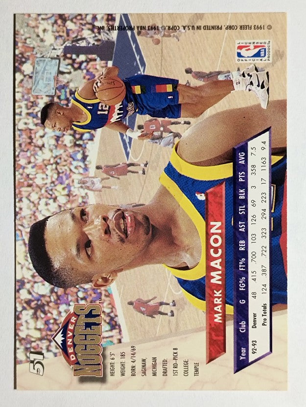 1993-94 Ultra #51 Mark Macon