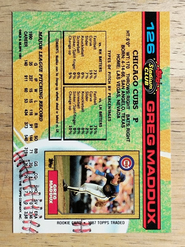 1991 Stadium Club #126 Greg Maddux