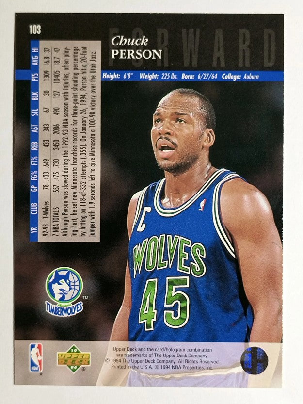 1993-94 Upper Deck SE #103 Chuck Person