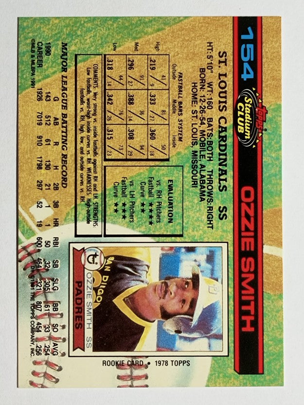 1991 Stadium Club #154 Ozzie Smith