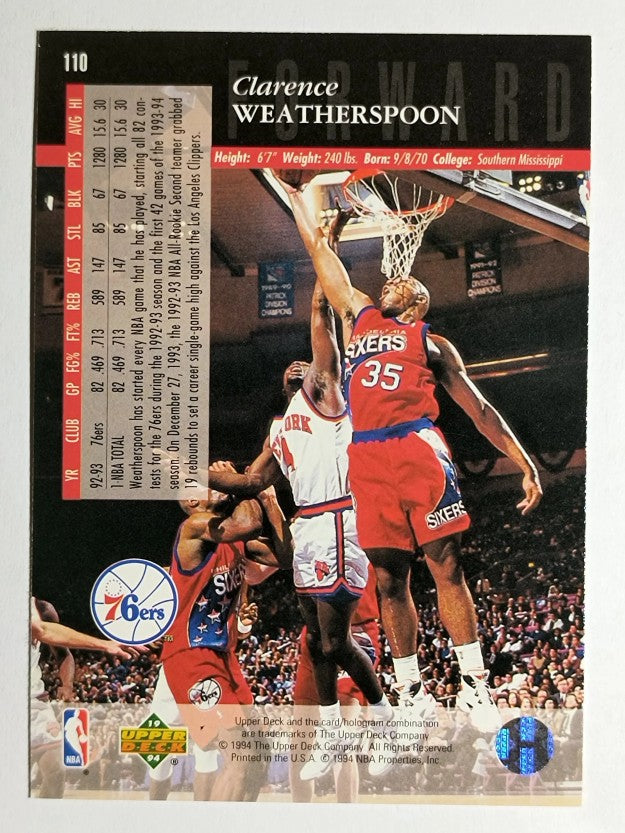 1993-94 Upper Deck SE #110 Clarence Weatherspoon