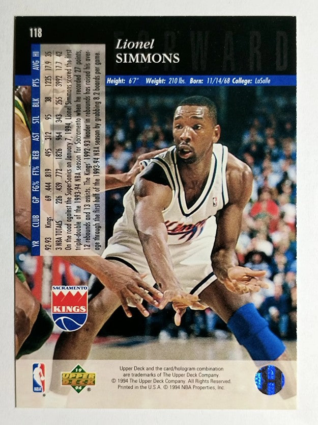 1993-94 Upper Deck SE #118 Lionel Simmons