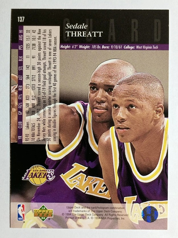 1993-94 Upper Deck SE #137 Sedale Threatt