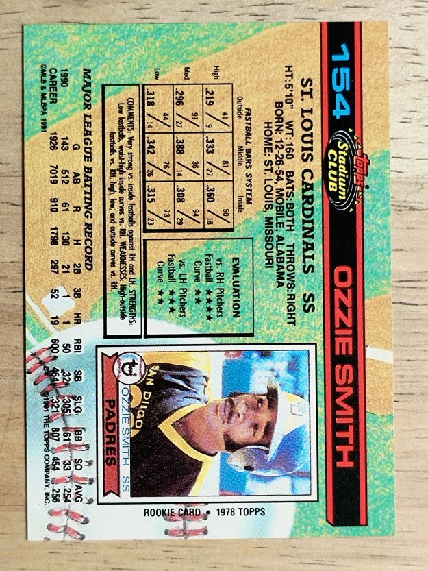 1991 Stadium Club #154 Ozzie Smith