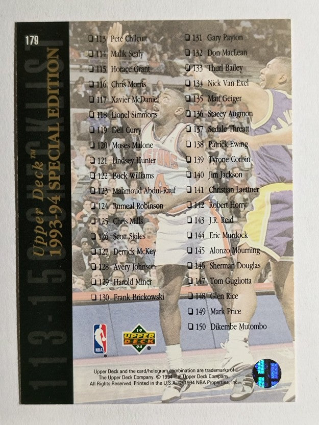 1993-94 Upper Deck SE #179 Checklist 2