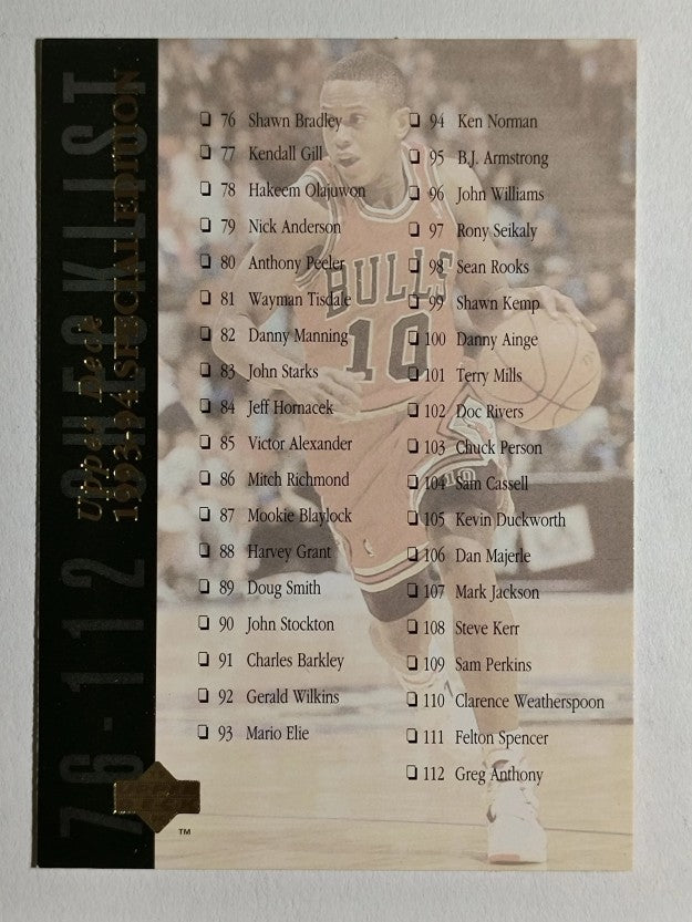1993-94 Upper Deck SE #179 Checklist 2