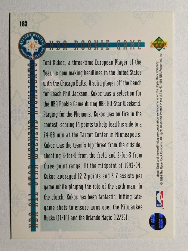 1993-94 Upper Deck SE #183 Toni Kukoc ASW