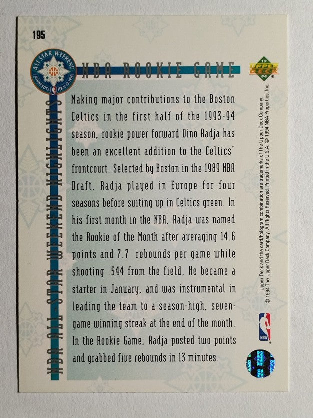 1993-94 Upper Deck SE #195 Dino Radja ASW