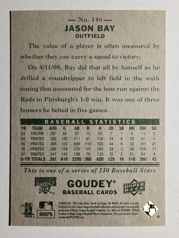 2008 Upper Deck Goudey #146 Jason Bay