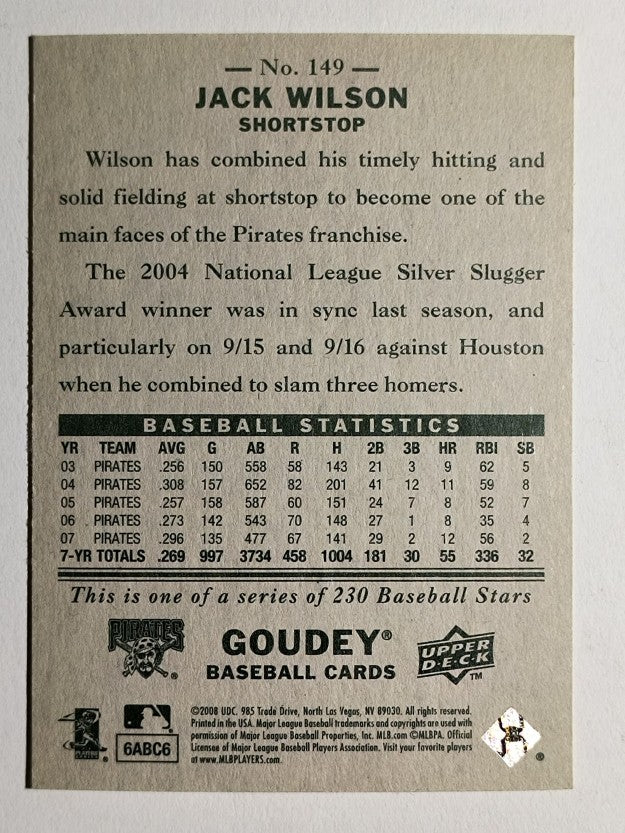 2008 Upper Deck Goudey #149 Jack Wilson