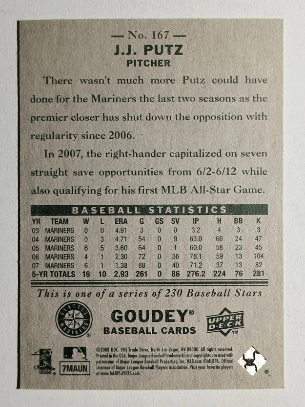 2008 Upper Deck Goudey #167 J.J. Putz