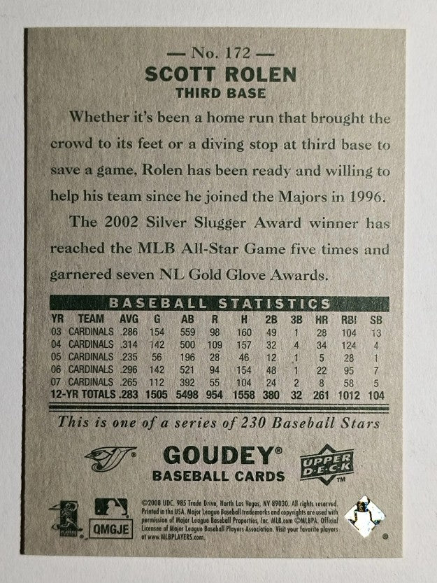 2008 Upper Deck Goudey #172 Scott Rolen