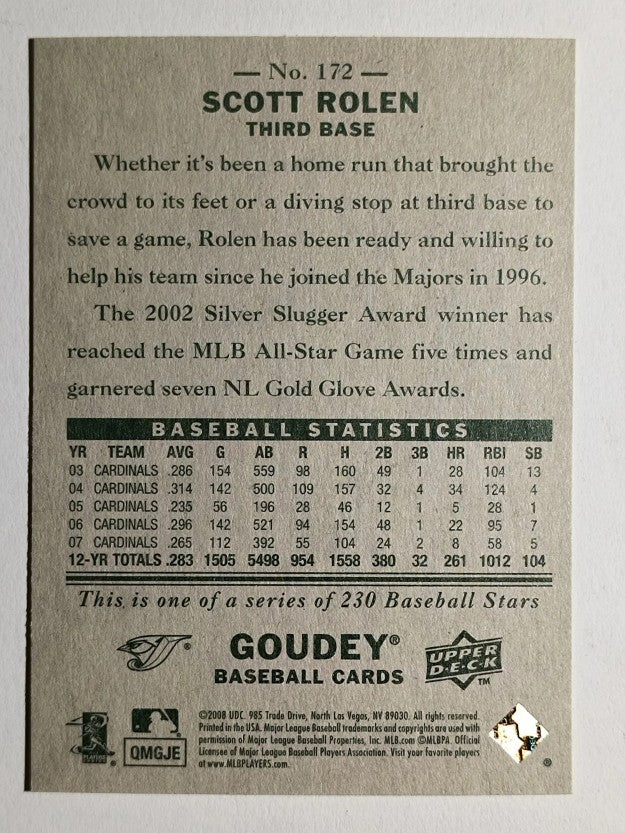 2008 Upper Deck Goudey #172 Scott Rolen