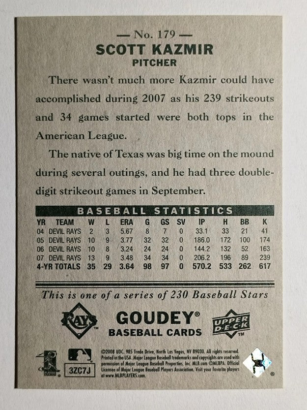2008 Upper Deck Goudey #179 Scott Kazmir