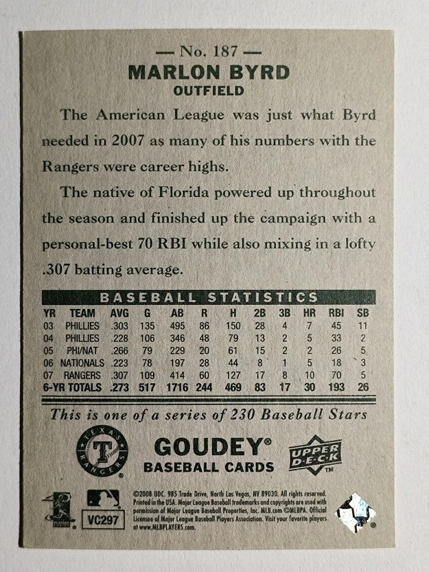 2008 Upper Deck Goudey #187 Marlon Byrd