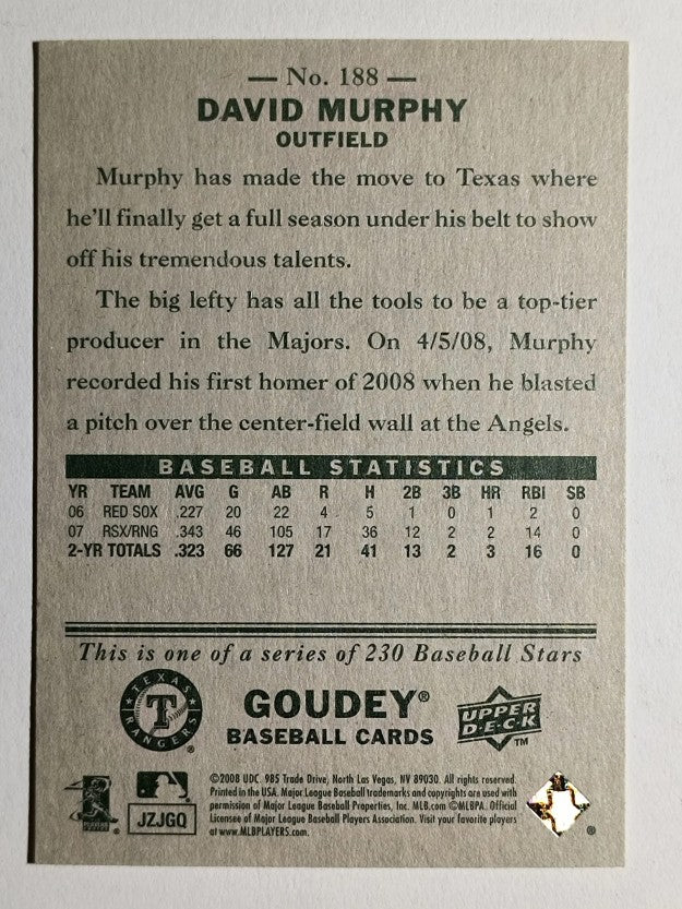 2008 Upper Deck Goudey #188 David Murphy