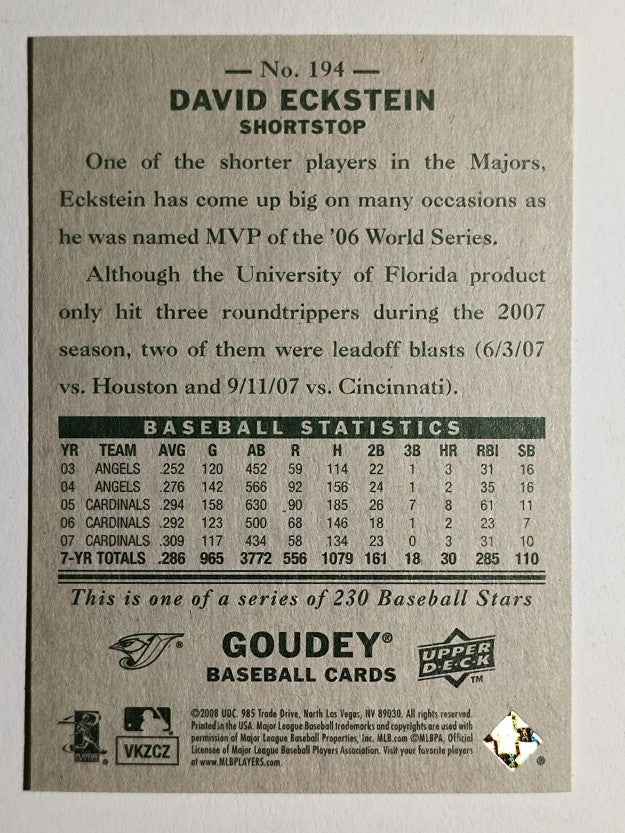 2008 Upper Deck Goudey #194 David Eckstein