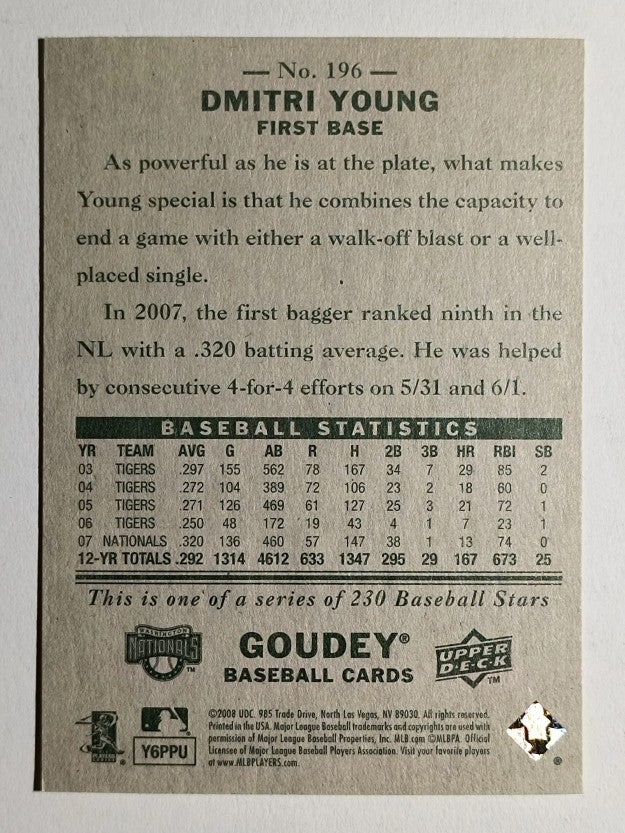 2008 Upper Deck Goudey #196 Dmitri Young