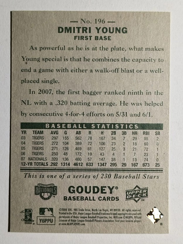 2008 Upper Deck Goudey #196 Dmitri Young