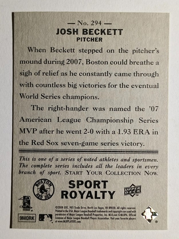 2008 Upper Deck Goudey #294 Josh Beckett SR SP